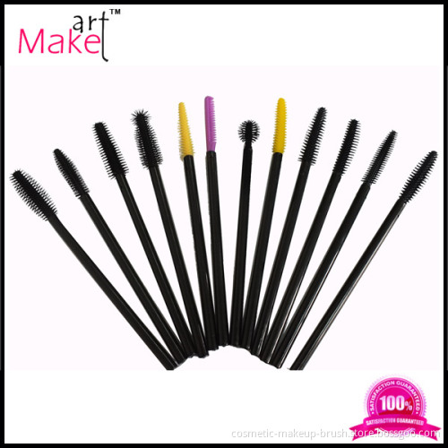 Black plastic handle oval shape disposable mascara brush